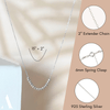 infographic of a silver chain with beads showing measurements and materials