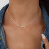 sterling silver necklace styled on a model 