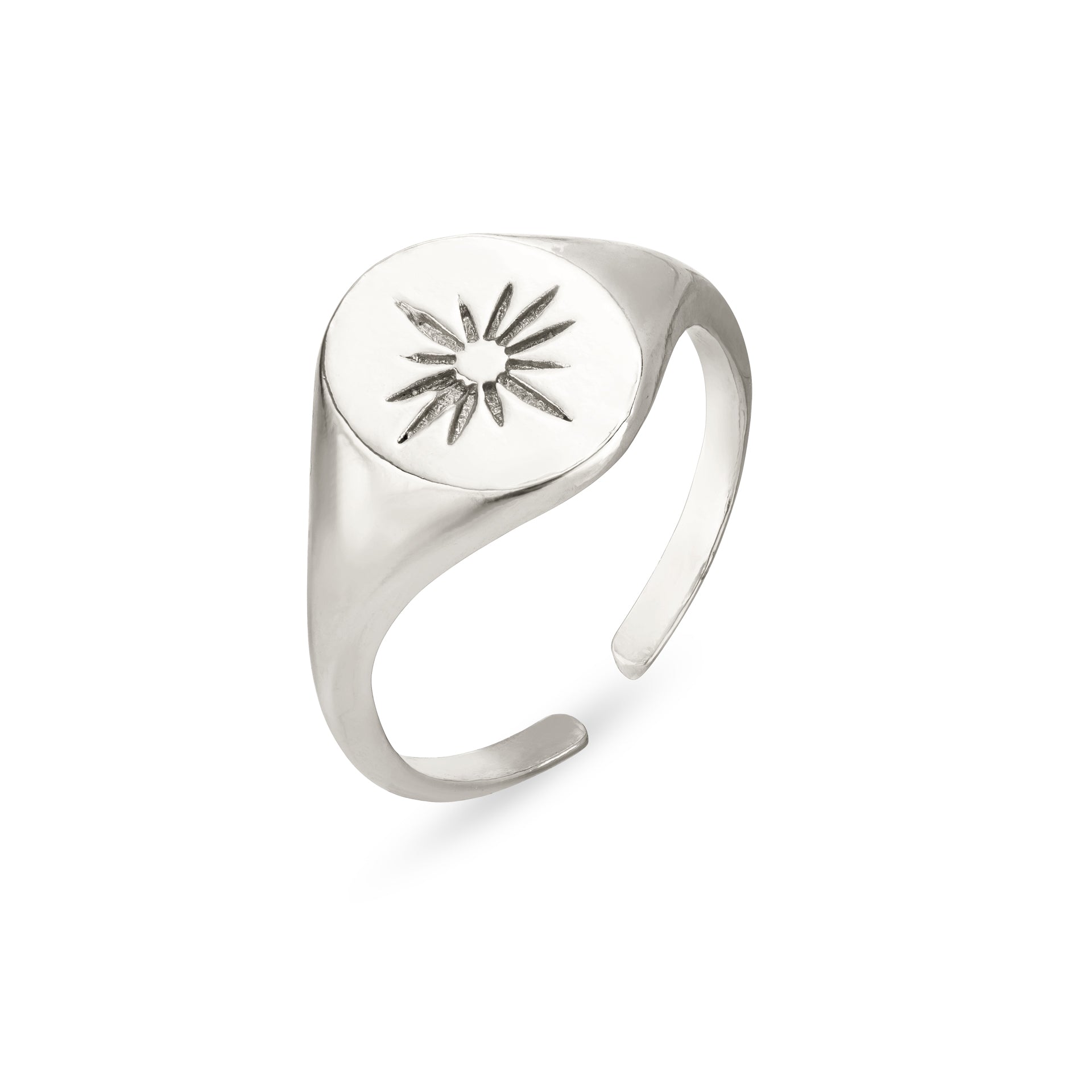Sterling Silver Signet Ring Sun Flower Signet Ring Women Sun Jewelry