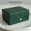 925 Sterling Silver Freshwater Pearl necklace on a green box with 'Handmade with Love' and product features text.