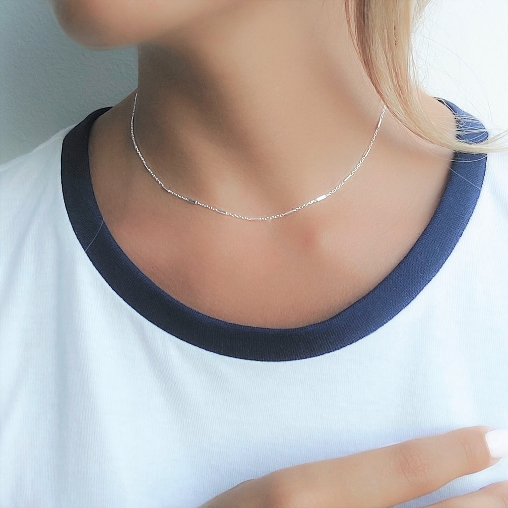 legering leninismen Distill Dainty Sterling Silver Chain Choker with Tiny Tubes– annikabella