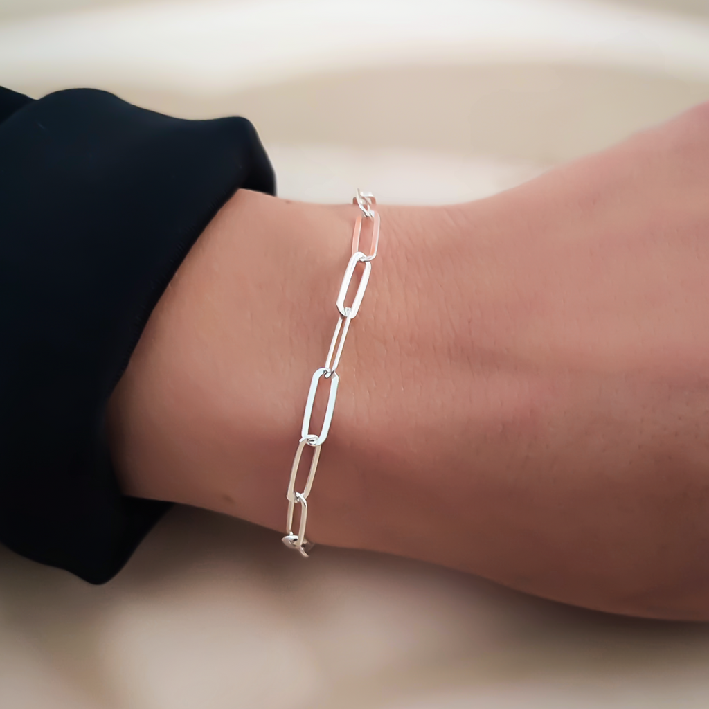 Sterling Silver Paperclip Bracelet Silver Bracelet For Women