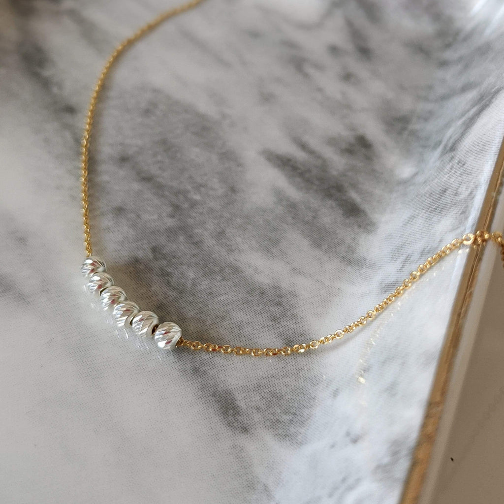 Dainty Gold Beaded Necklace with Sterling Silver Beads– annikabella