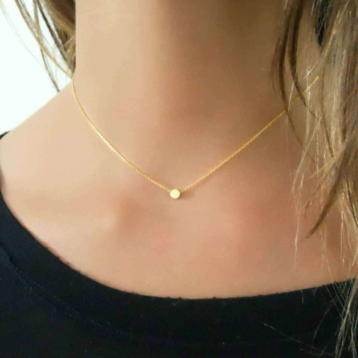 Dainty Gold Chain Necklace with Single Dot Bead, Women Jewelry– annikabella