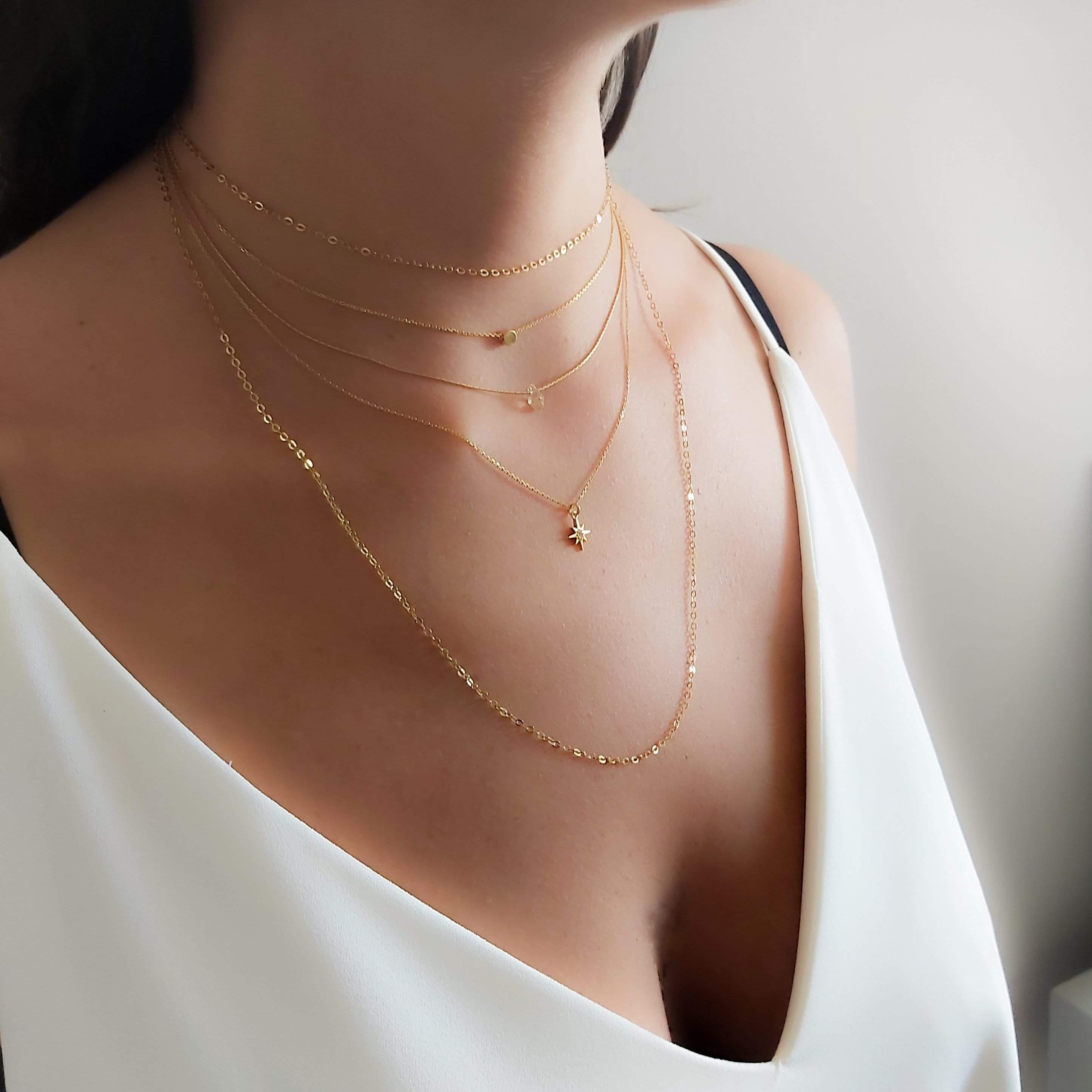 Long single chain necklace online
