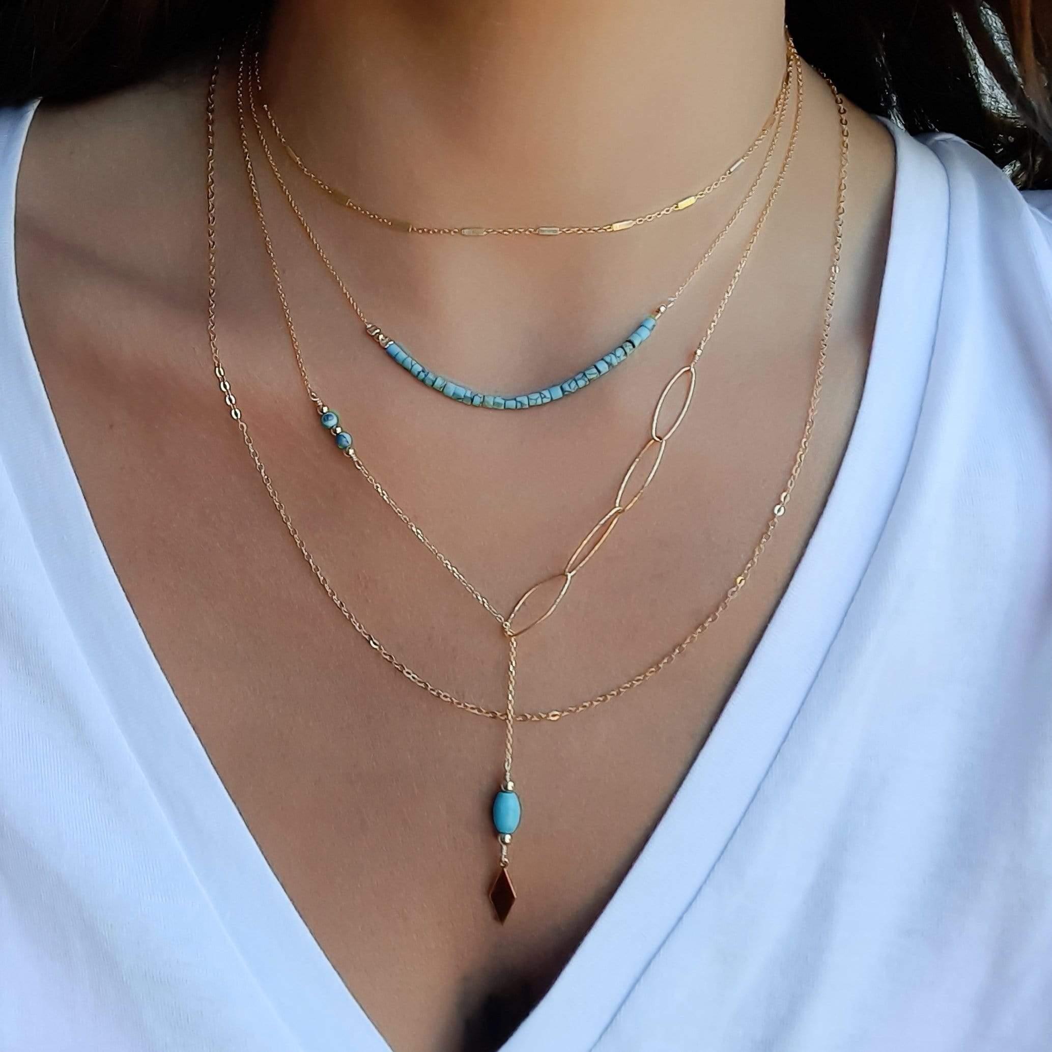 Turquoise necklace, high quality Turquoise beaded necklace, dainty Turquoise necklace, gemstone beaded necklace, layering necklace, dainty necklace