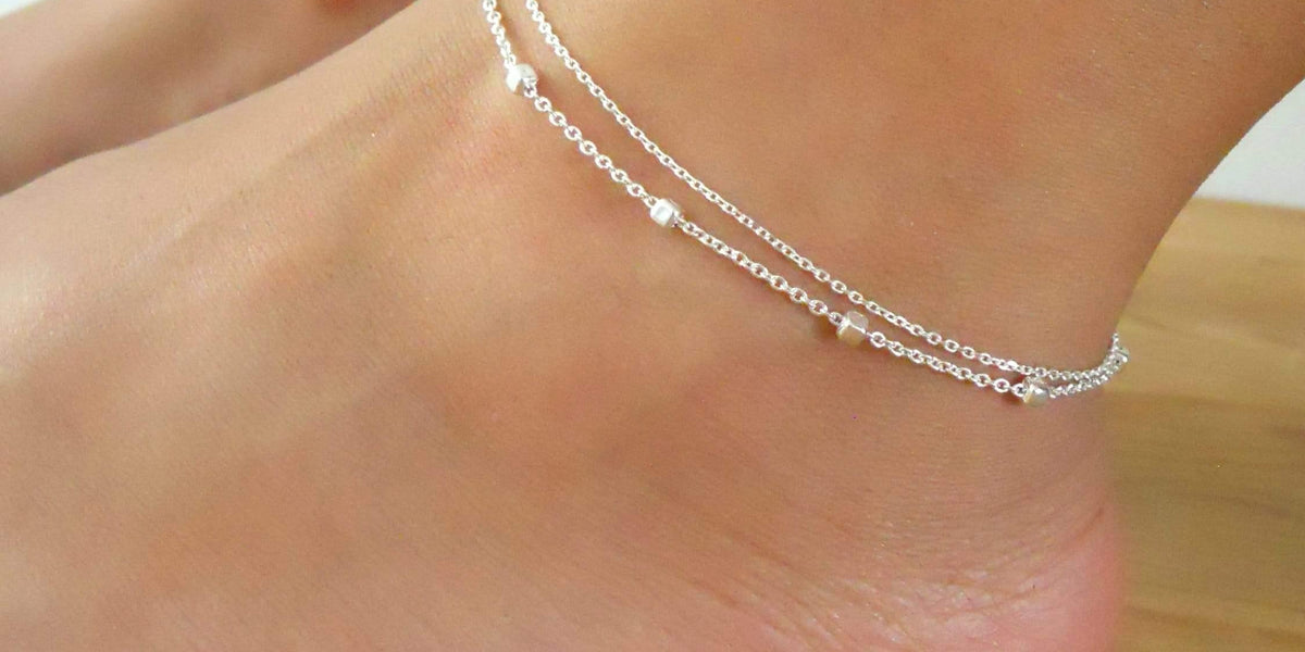 CADEK New Trendy Double Layer Round Brand Silver Anklet – Bali Lumbung