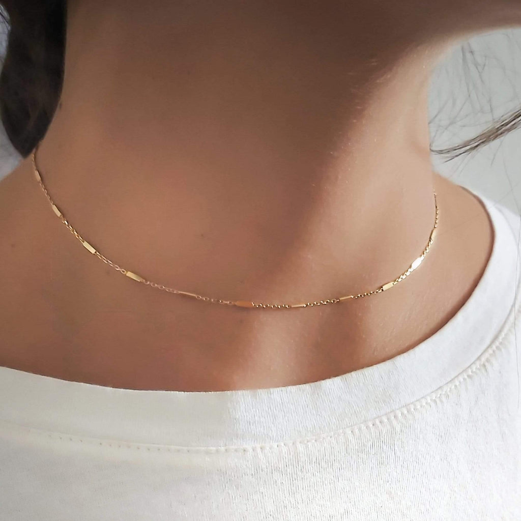 Gold Chain Necklace, Set of 2 - Choker & Tiny Star Bead Necklaces, Lay–  annikabella