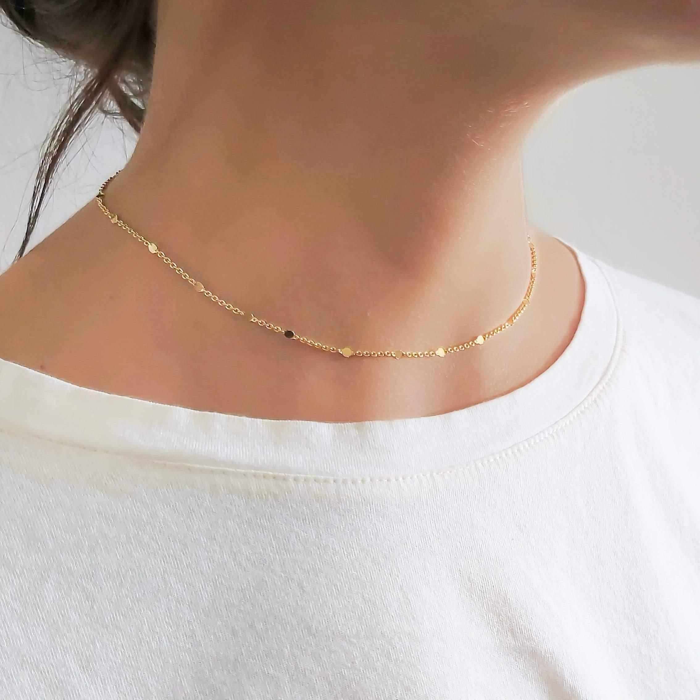 Dainty gold choker chain necklace discount