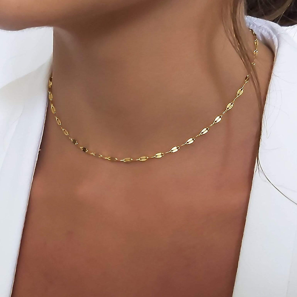 Gold Lace Chain Choker Necklace for Women, Collar necklace