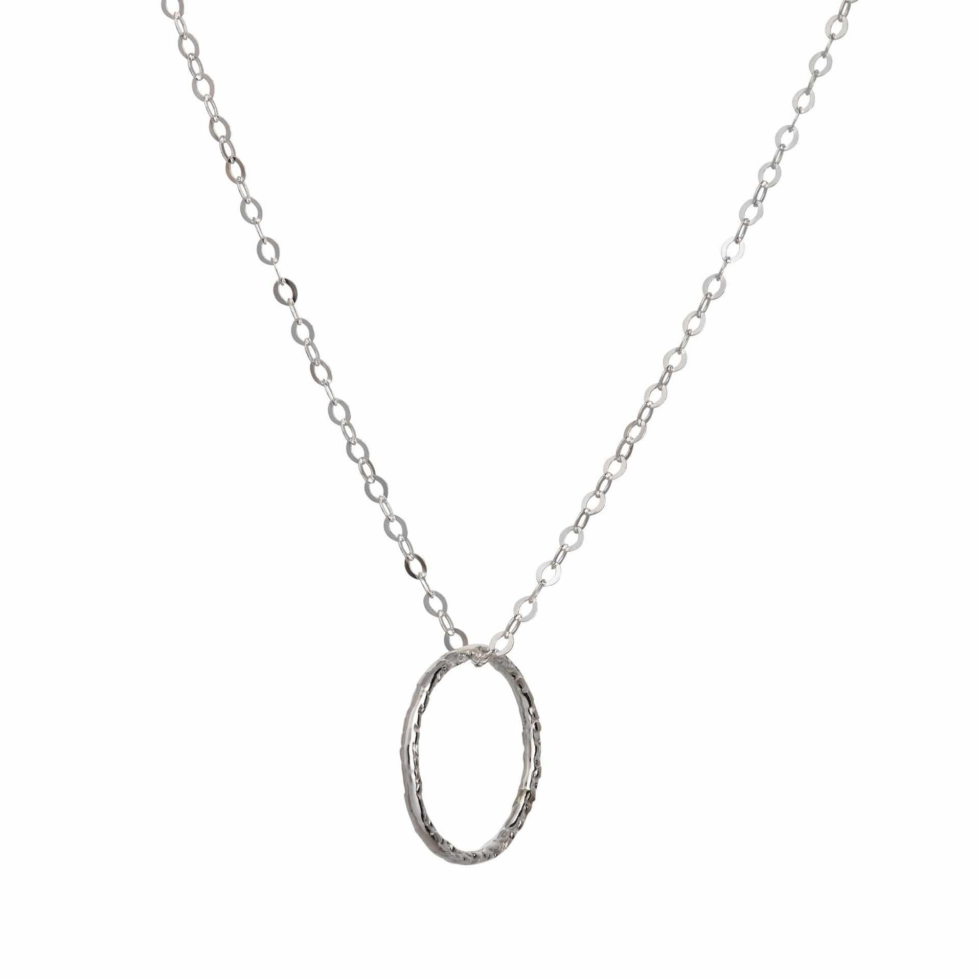 Sterling Silver Long Necklace with Circle Karma Pendant, Eternity Mini ...