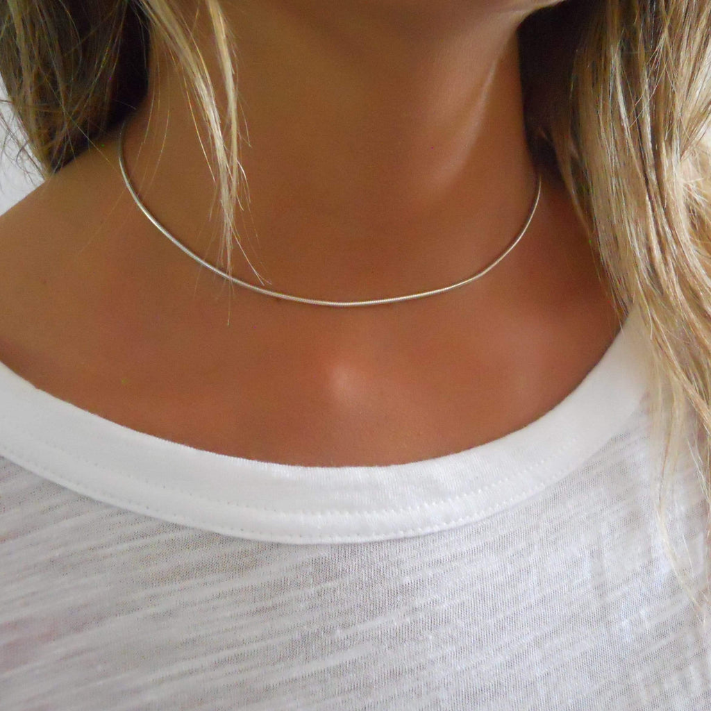 Sterling Silver Snake Chain Necklace, Silver Minimalist Dainty Necklac–  annikabella